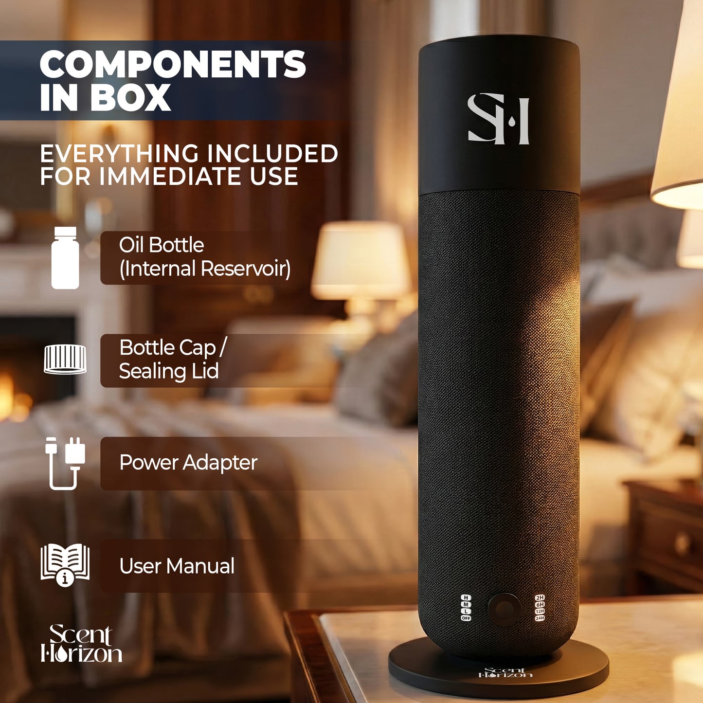 Hotel Waterless Scent Diffuser for Home Large Room - Tower Design 2026, Oil Diffusers for Home, Hotel Aroma Oil Diffuser, Cold Air Fragrance Diffuser, Luxury Home Diffuser for Office & Whole House