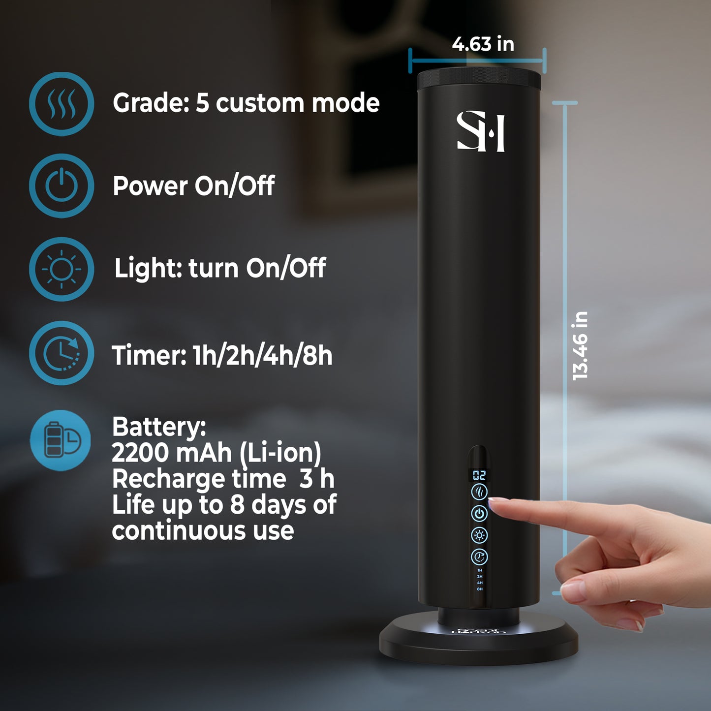 Hotel Waterless Scent Diffuser for Large Rooms – Tower Design 2026, Cold Air Aroma Oil Diffuser for Home & Office with Rechargeable Battery Included.