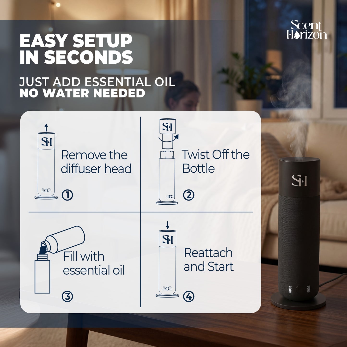 Hotel Waterless Scent Diffuser for Home Large Room - Tower Design 2026, Oil Diffusers for Home, Hotel Aroma Oil Diffuser, Cold Air Fragrance Diffuser, Luxury Home Diffuser for Office & Whole House