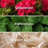 Sandalwood SW08 fragrance notes - geranium, patchouli, musk - Scent Horizon
